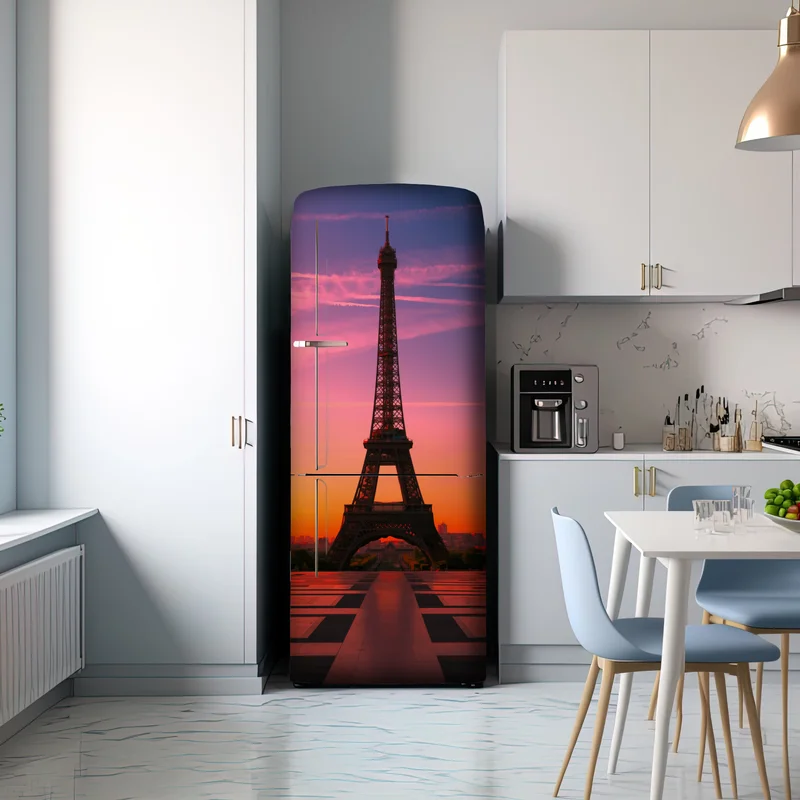 Kühlschrankaufkleber sonnenaufgang über dem Eiffelturm