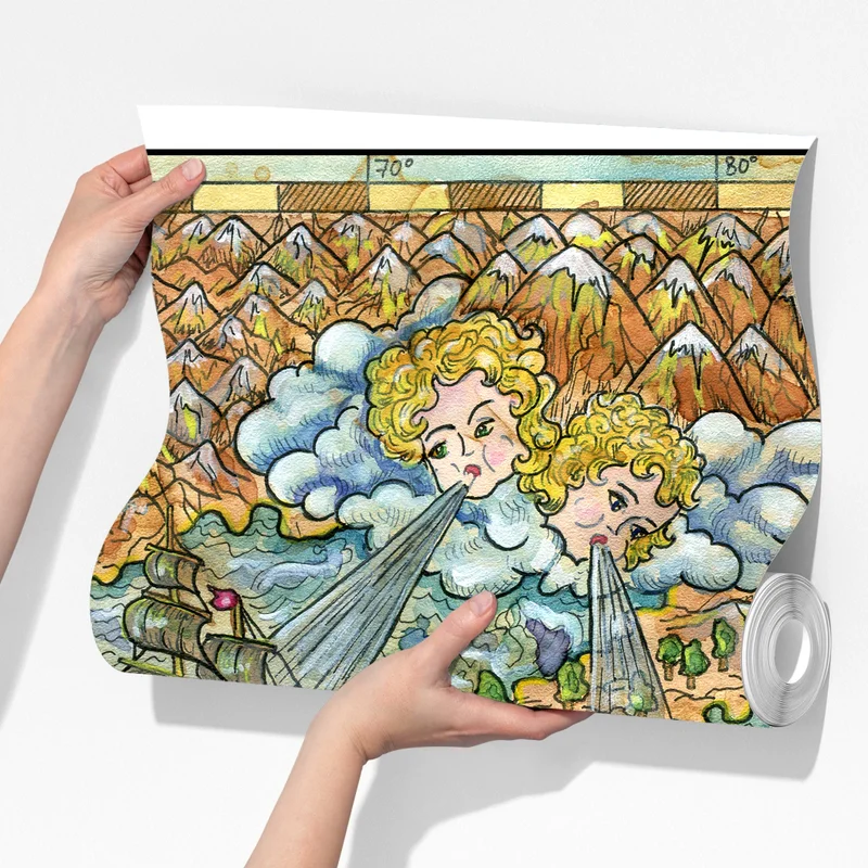 Fototapete verspielte schatzkarte aquarellillustration Fototapete verspielte schatzkarte aquarellillustration