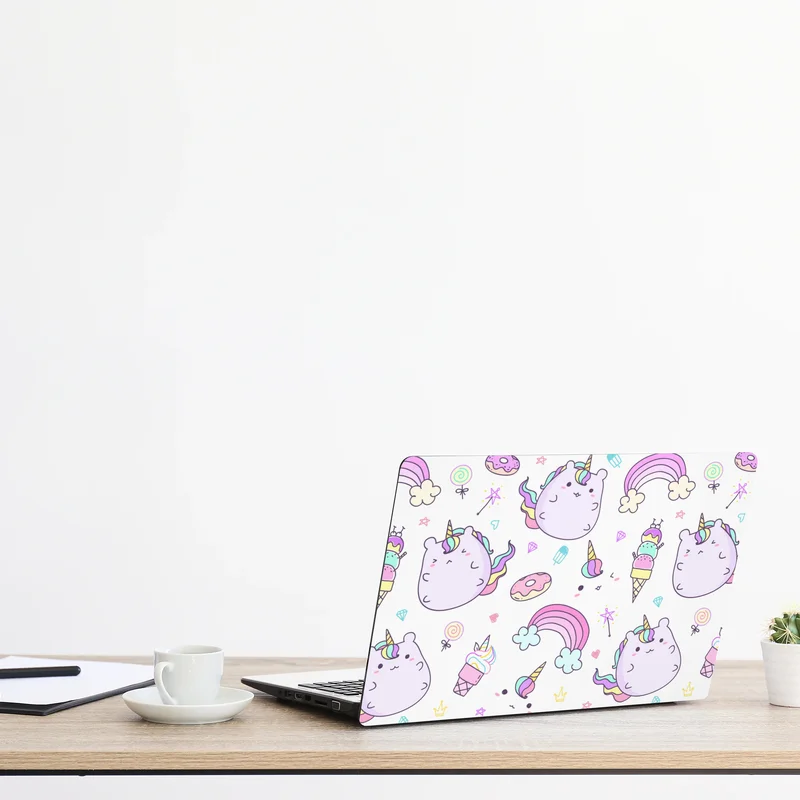 Laptop-Aufkleber verspieltes pastell-einhorn-katzenmuster Laptop-Aufkleber verspieltes pastell-einhorn-katzenmuster