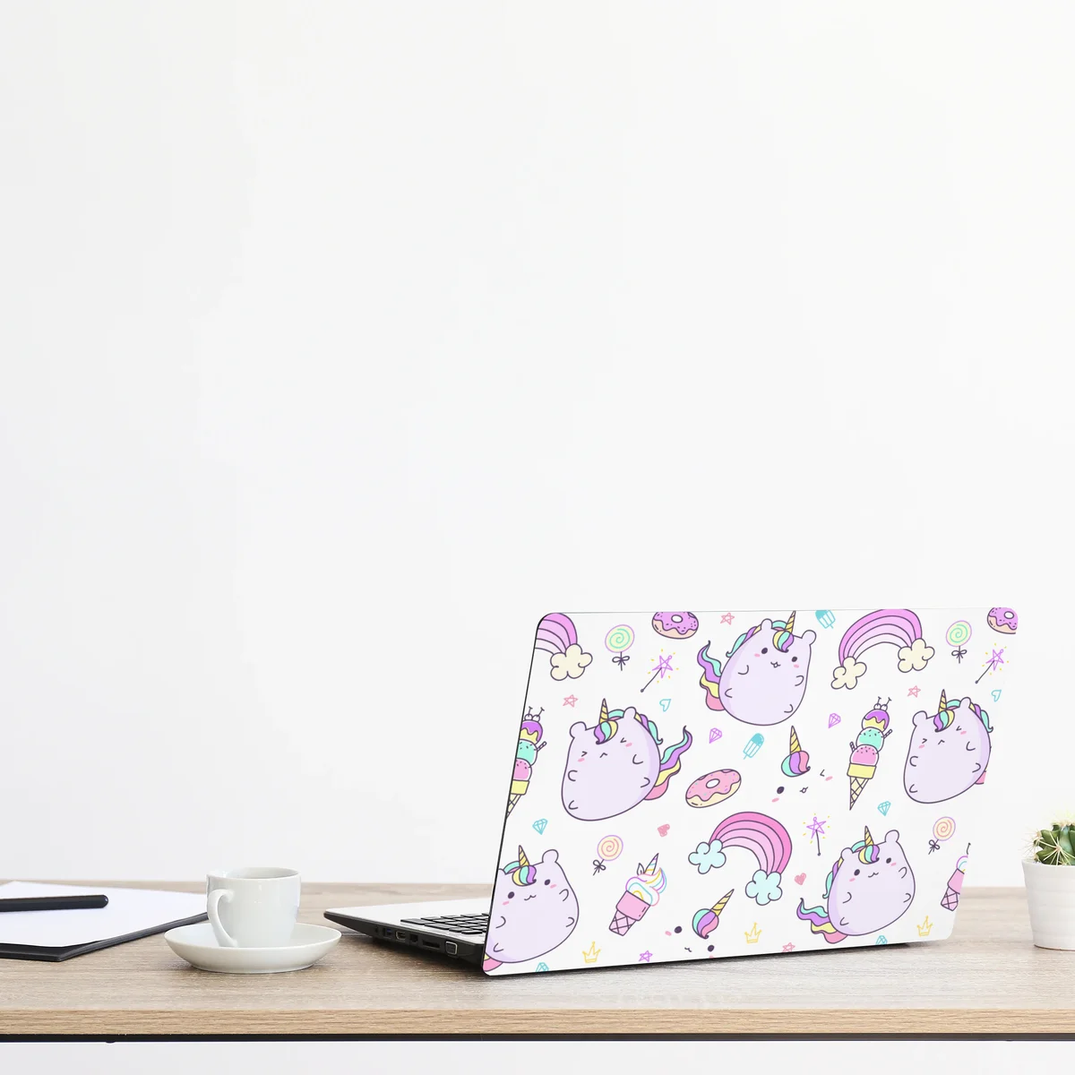 Laptop-Aufkleber verspieltes pastell-einhorn-katzenmuster Laptop-Aufkleber verspieltes pastell-einhorn-katzenmuster