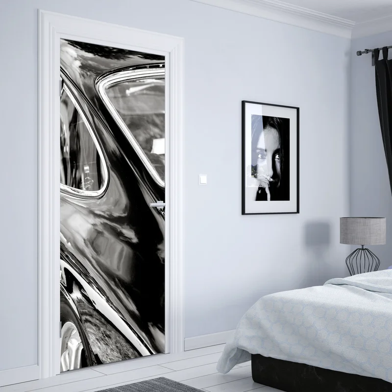 Türaufkleber oldtimer rückansicht detail in schwarzweiß Türaufkleber oldtimer rückansicht detail in schwarzweiß