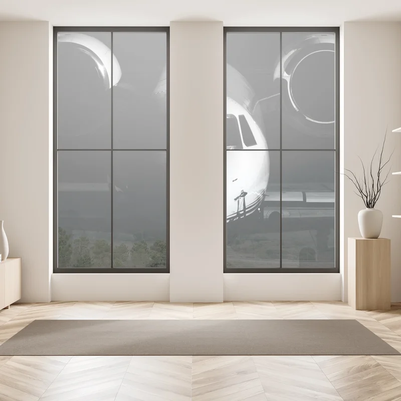 Fensteraufkleber monochrome frontalansicht eines privatjets Fensteraufkleber monochrome frontalansicht eines privatjets