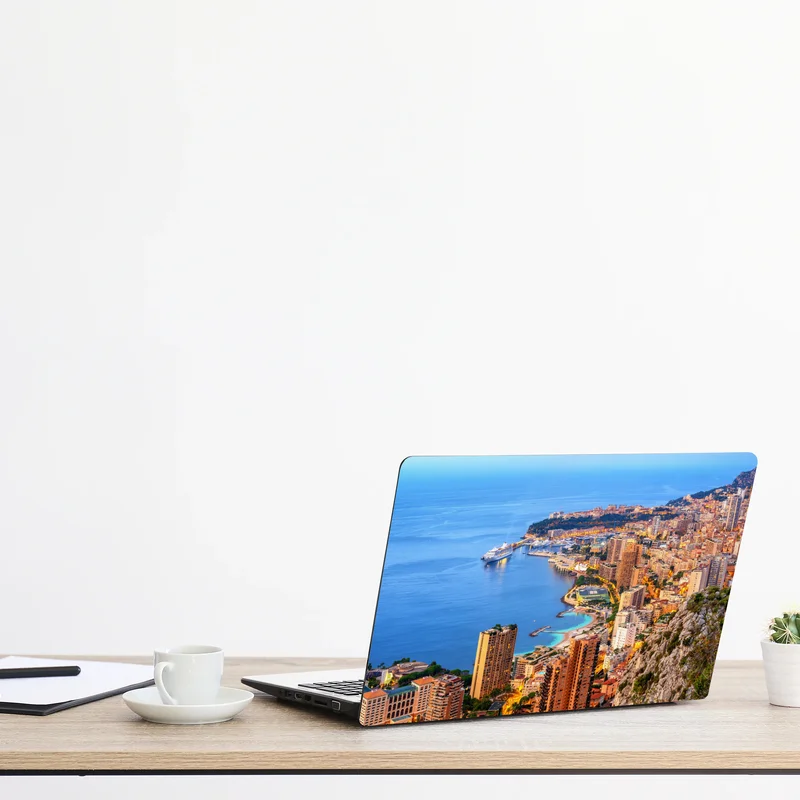 Laptop-Aufkleber Monaco küstenstadt panorama bei dämmerung