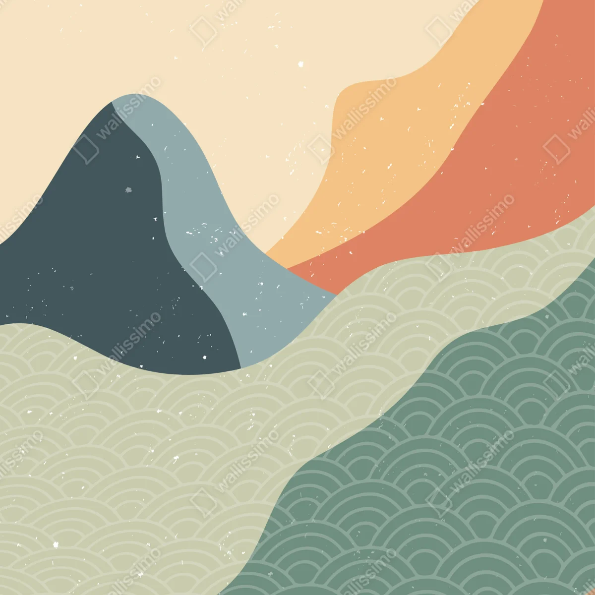 Poster ruhige geometrische berglandschaft • Poster bei Wallnifity® Poster ruhige geometrische berglandschaft • Poster bei Wallnifity®