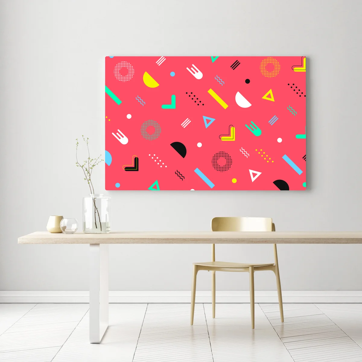 Leinwandbild leuchtendes memphis geometrisches muster Leinwandbild leuchtendes memphis geometrisches muster