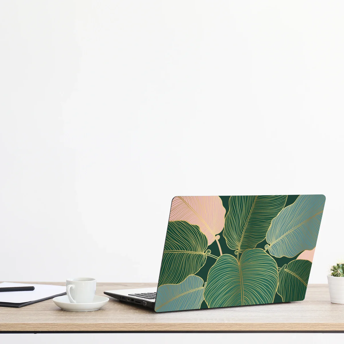 Laptop-Aufkleber tropische blätter mit goldkontur Laptop-Aufkleber tropische blätter mit goldkontur