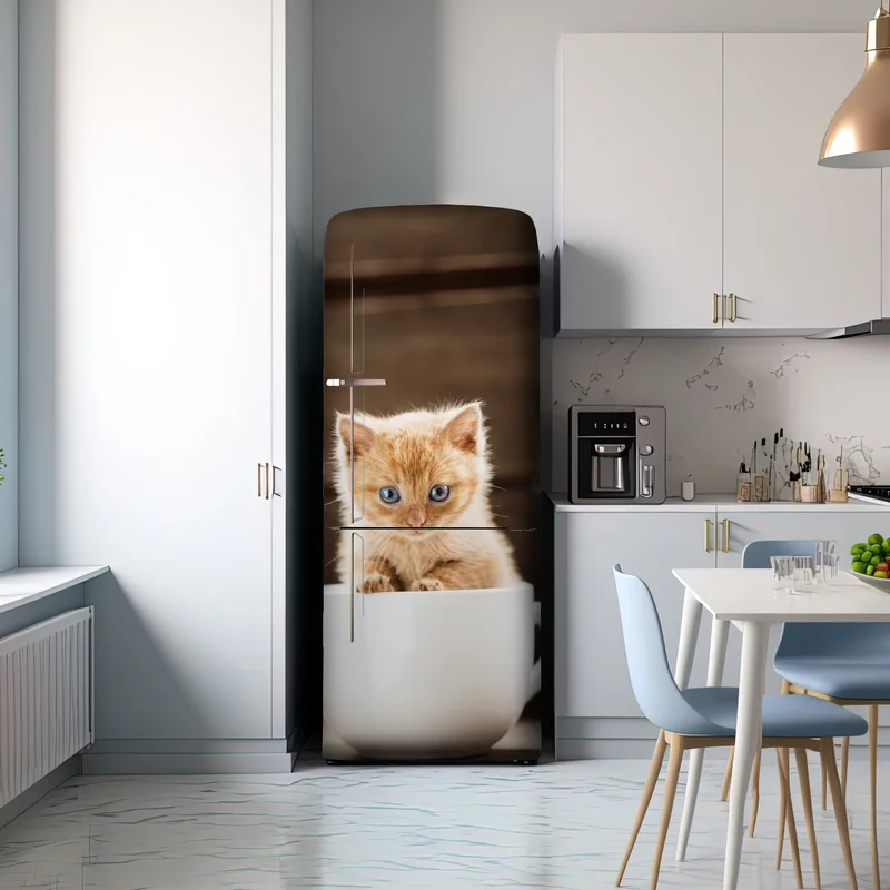 Kühlschrankaufkleber rötliches kätzchen in einer teetasse