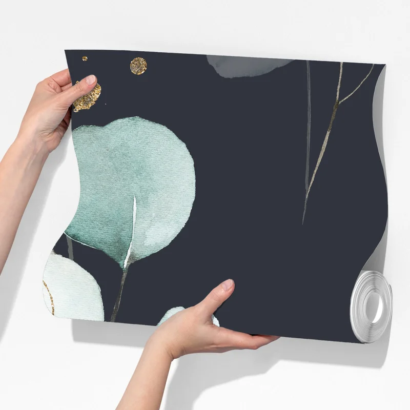 Fototapete eukalyptus aquarellblätter auf dunklem hintergrund Fototapete eukalyptus aquarellblätter auf dunklem hintergrund