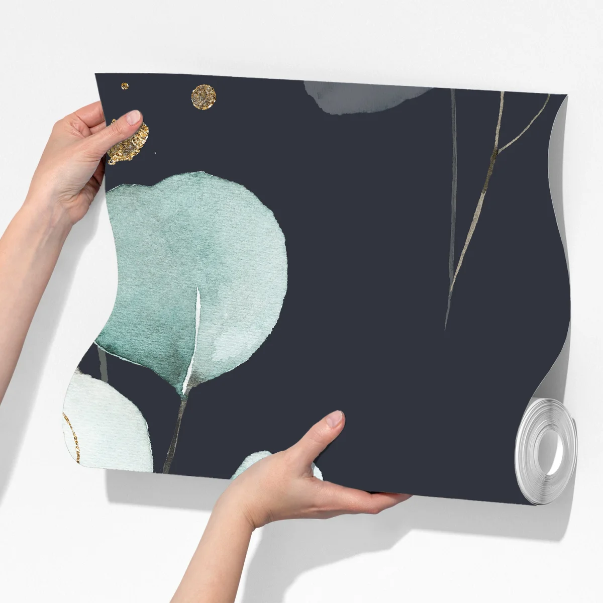 Fototapete eukalyptus aquarellblätter auf dunklem hintergrund Fototapete eukalyptus aquarellblätter auf dunklem hintergrund