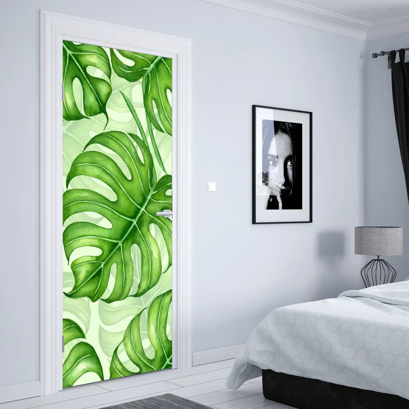 Türaufkleber aquarell monstera blättermuster