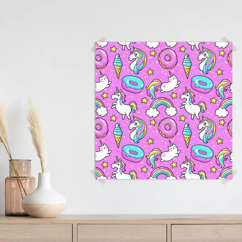 Poster pastell einhörner und süßigkeiten Poster pastell einhörner und süßigkeiten