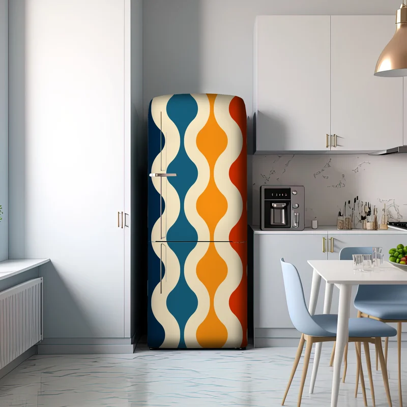 Kühlschrankaufkleber retro welliges mid-century muster