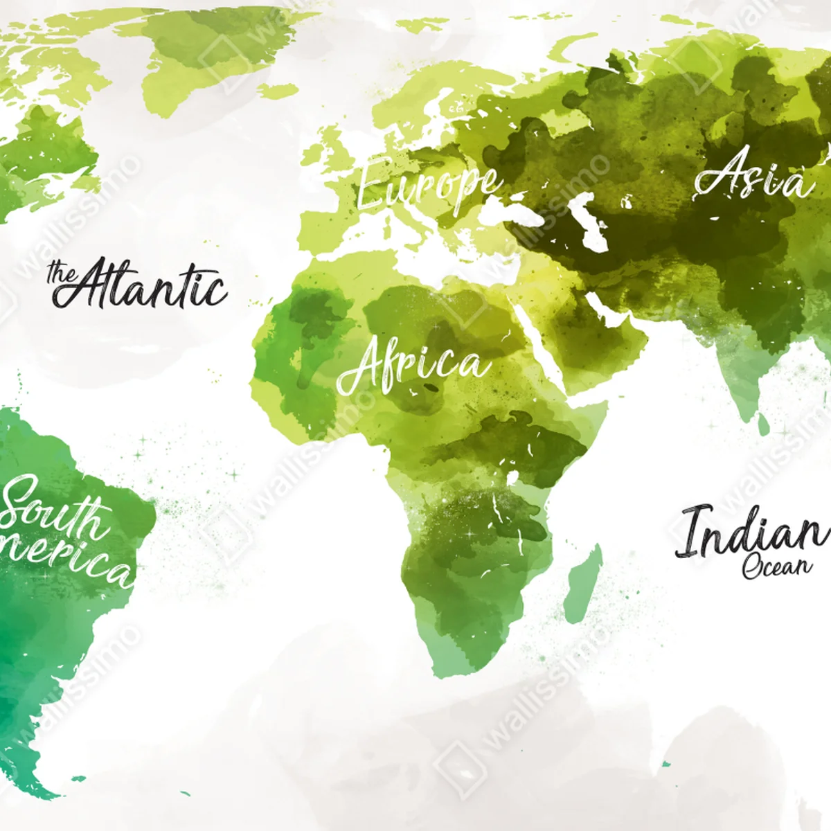 Fototapeta zielona akwarelowa mapa świata Fototapeta zielona akwarelowa mapa świata