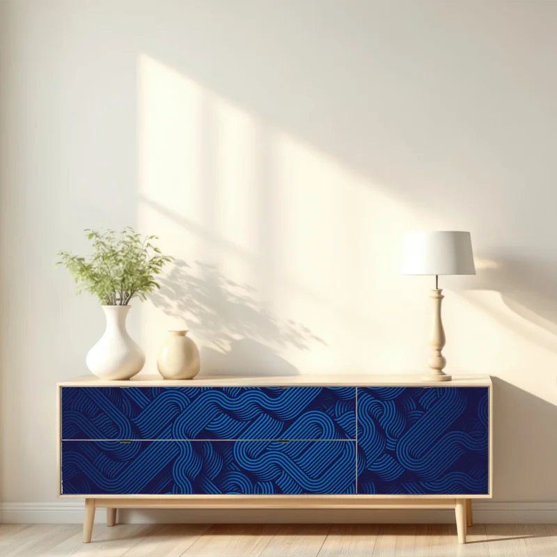 Repositionierbarer Aufkleber tiefblaues abstraktes linienmuster