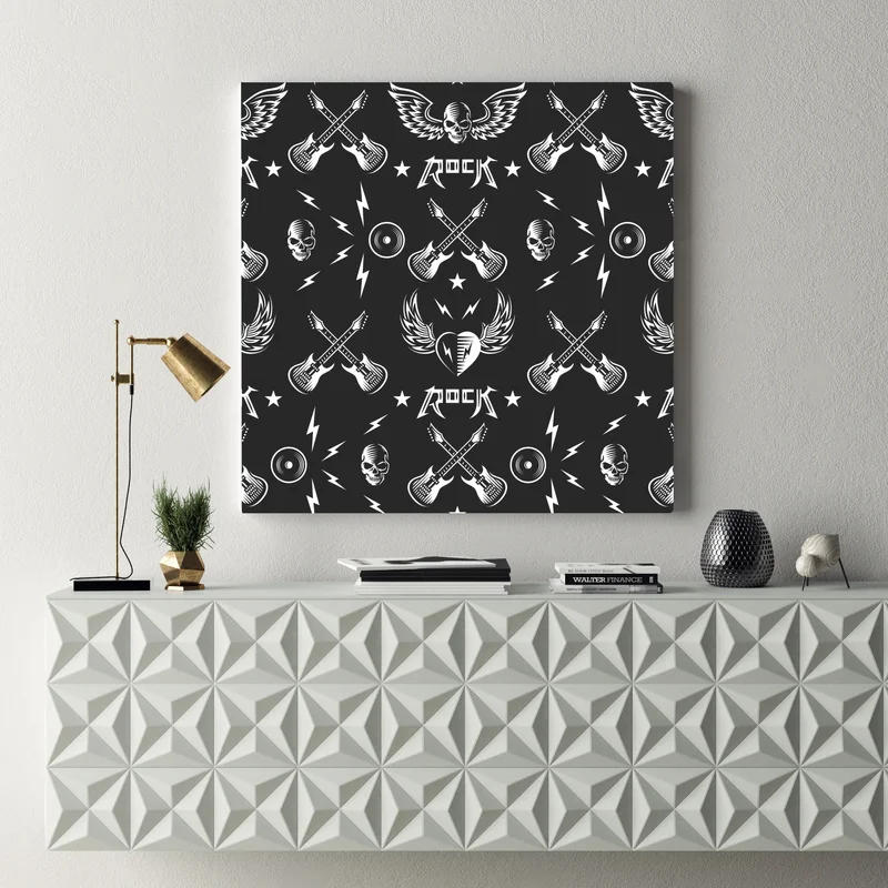 Leinwandbild nahtloses muster mit rock-symbolen Leinwandbild nahtloses muster mit rock-symbolen