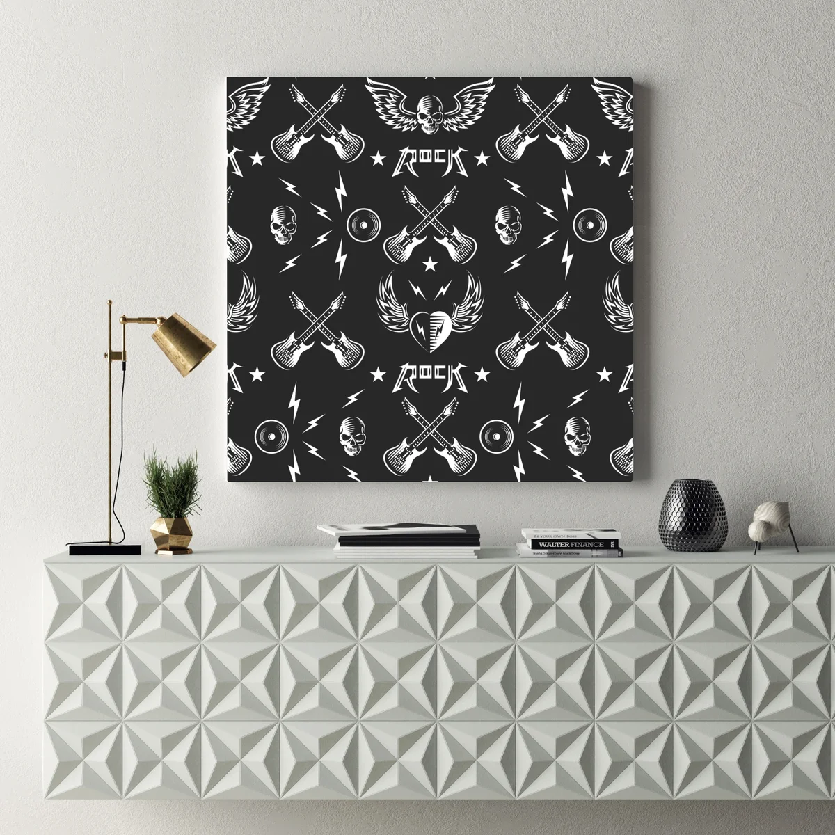 Leinwandbild nahtloses muster mit rock-symbolen Leinwandbild nahtloses muster mit rock-symbolen
