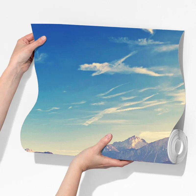 Fototapete holzsteg am bergsee bei sonnenaufgang Fototapete holzsteg am bergsee bei sonnenaufgang