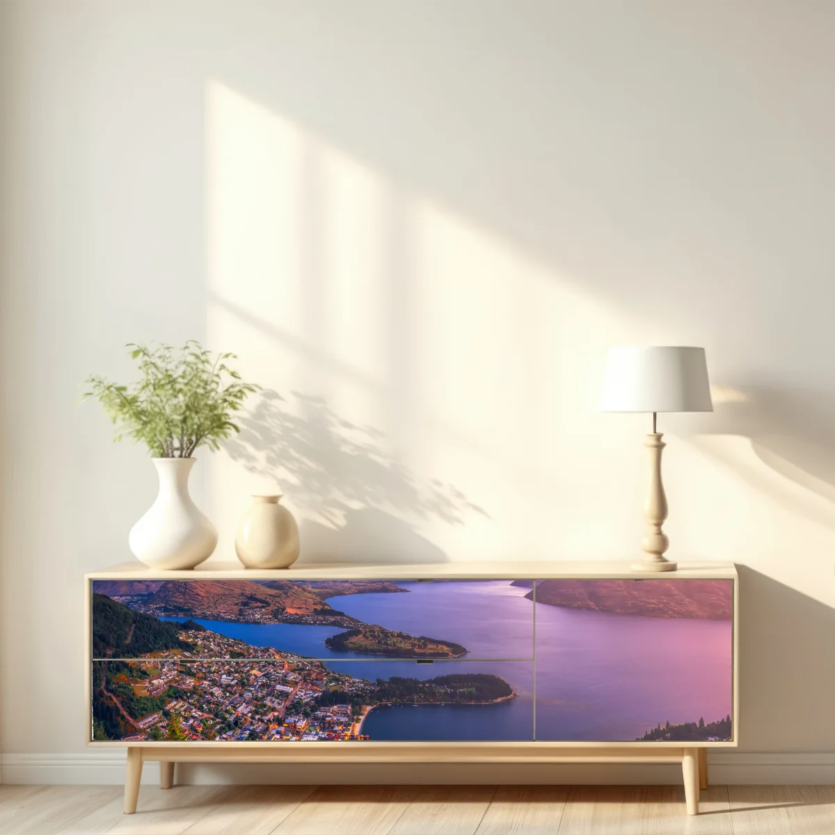 Repositionierbarer Aufkleber Queenstown panorama bei dämmerung Repositionierbarer Aufkleber Queenstown panorama bei dämmerung