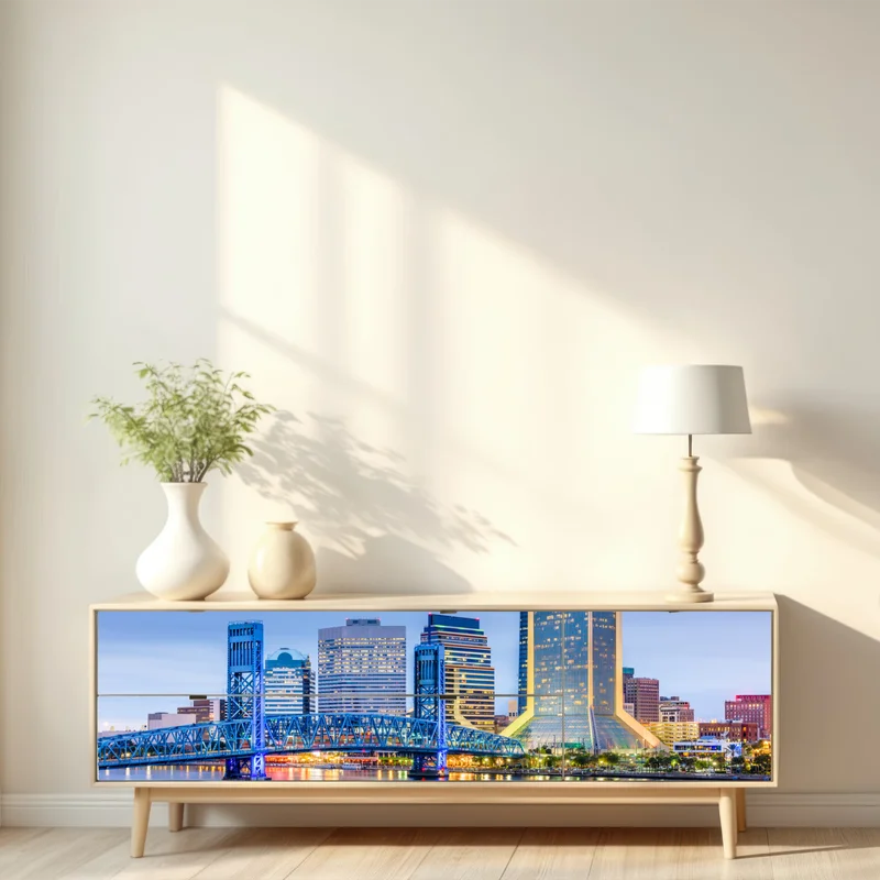 Repositionierbarer Aufkleber Jacksonville skyline bei dämmerung