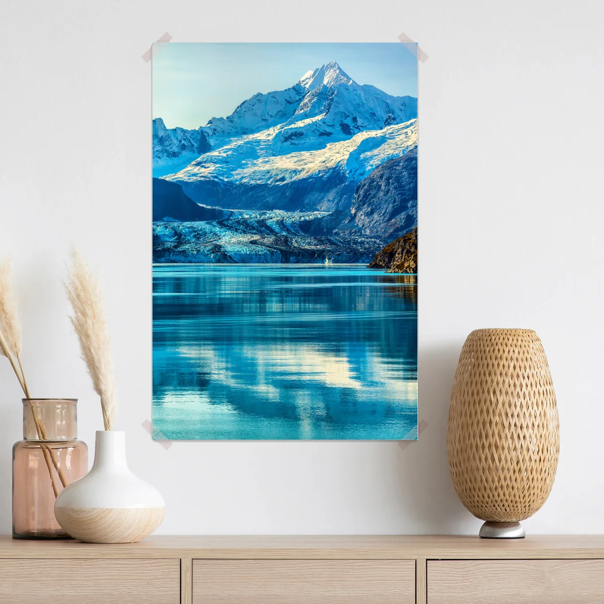 Poster majestätischer alpiner gletscher mit spiegelung Poster majestätischer alpiner gletscher mit spiegelung