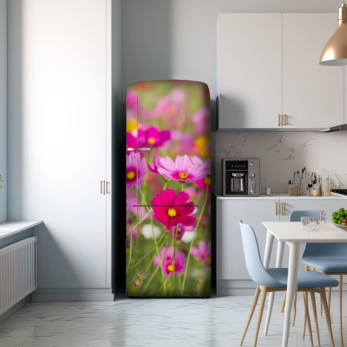 Kühlschrankaufkleber rosa kosmeenwiese in blüte Kühlschrankaufkleber rosa kosmeenwiese in blüte