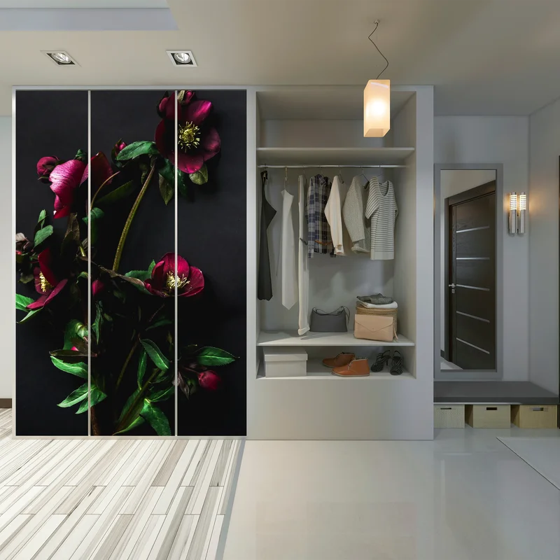 Schrankaufkleber moodige violette blumenstilleben Schrankaufkleber moodige violette blumenstilleben