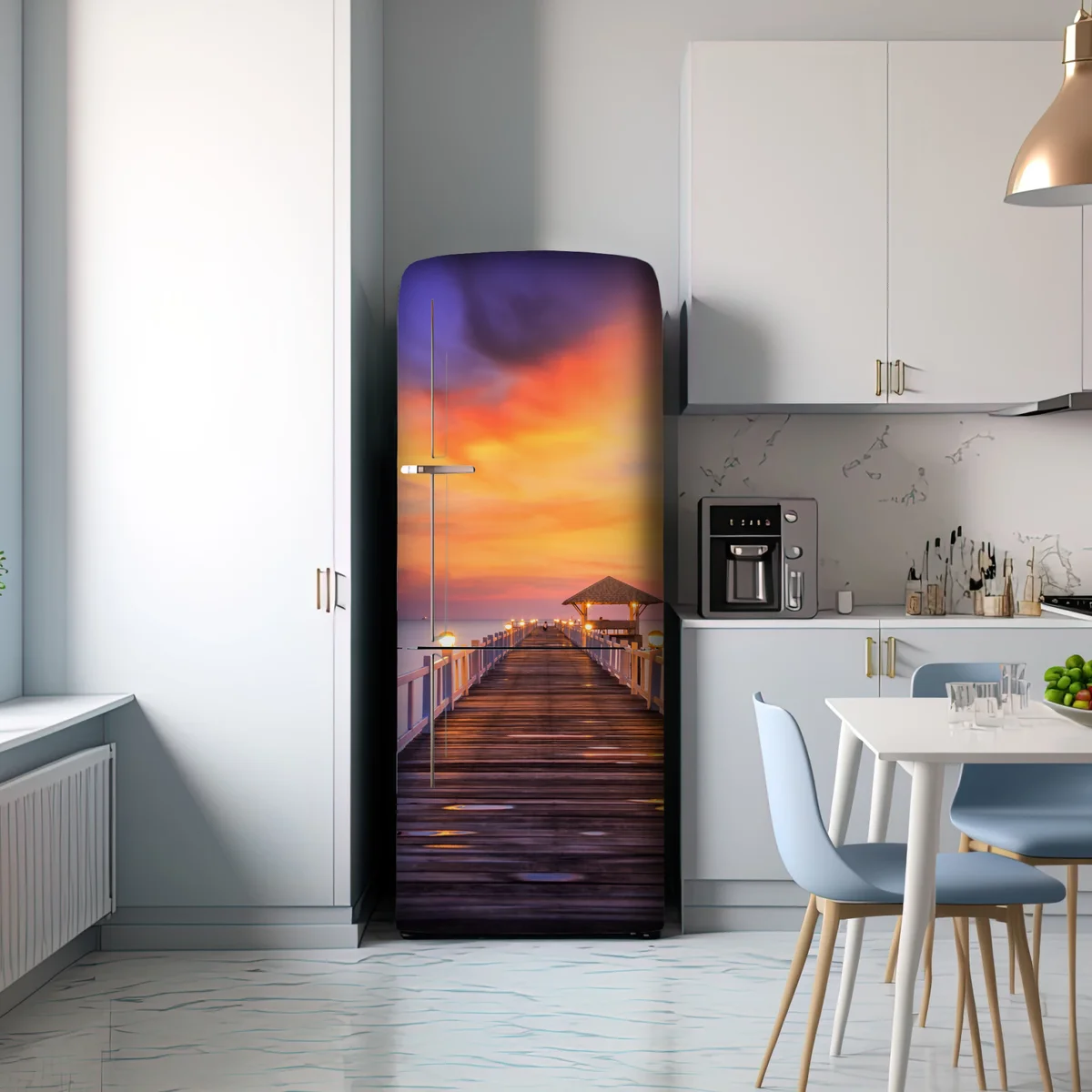 Kühlschrankaufkleber holzsteg im sonnenaufgang Kühlschrankaufkleber holzsteg im sonnenaufgang