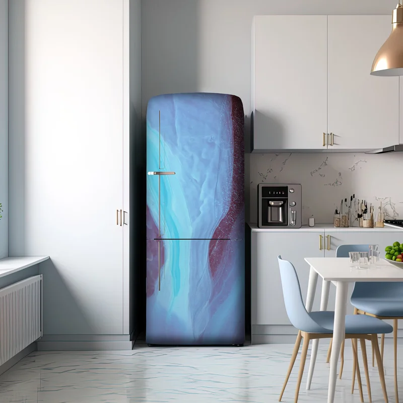 Kühlschrankaufkleber ätherisches türkis-rosa marmormuster
