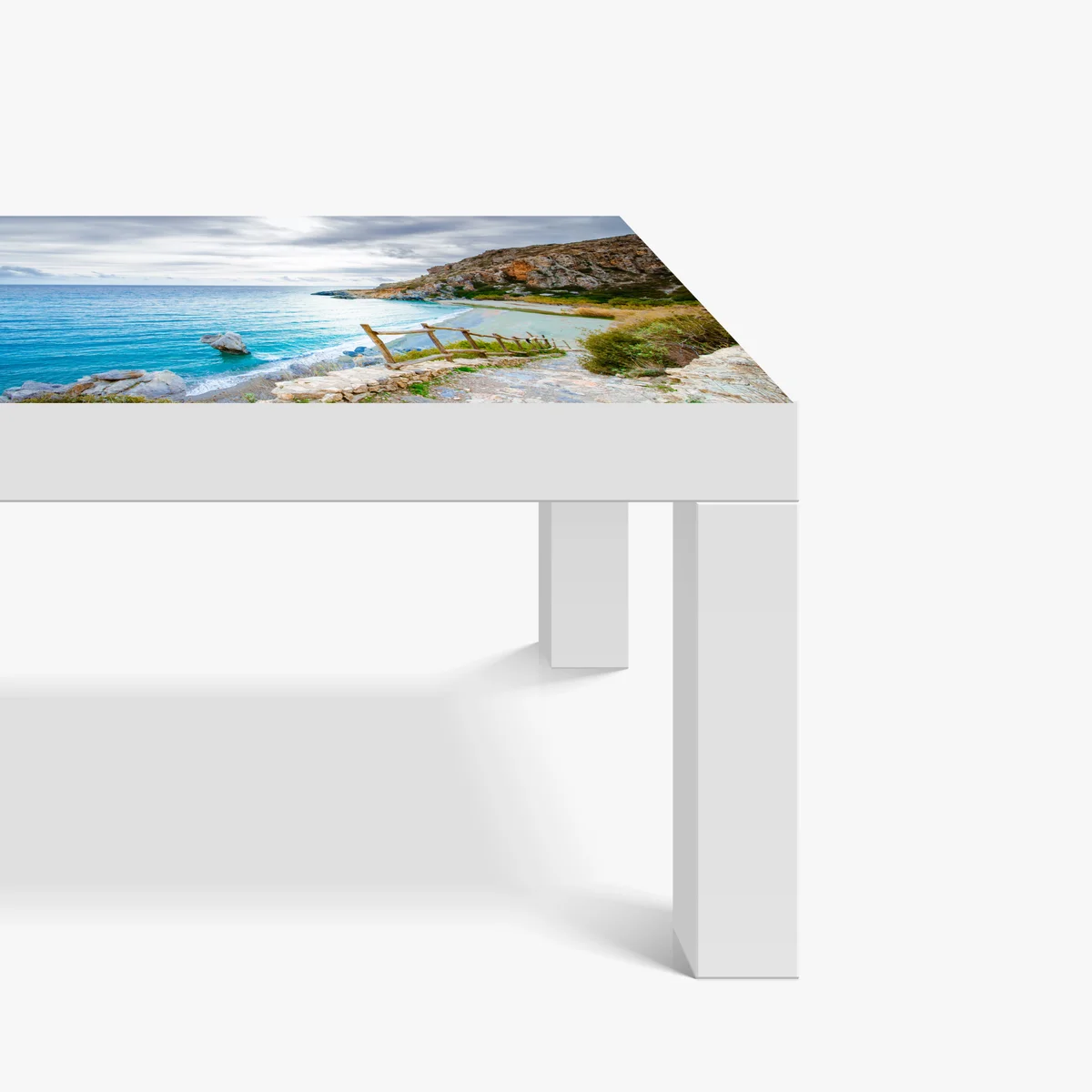 Tischaufkleber und Schreibtischaufkleber ruhige türkisfarbene bucht mit küstenpfad Tischaufkleber und Schreibtischaufkleber ruhige türkisfarbene bucht mit küstenpfad