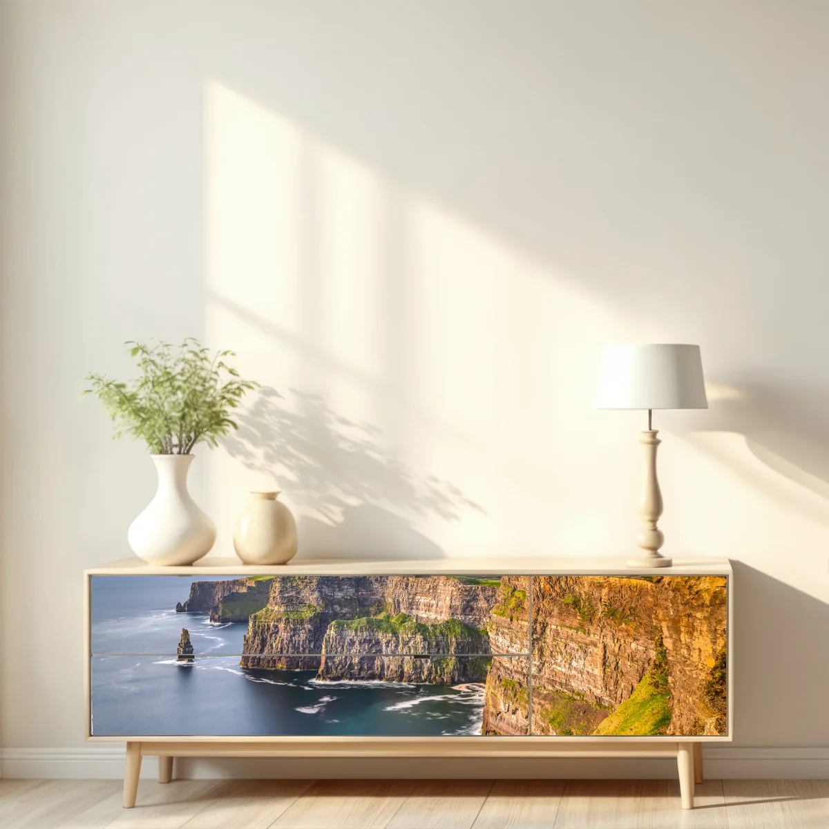 Repositionierbarer Aufkleber majestätische küstenklippen über tiefblauem meer Repositionierbarer Aufkleber majestätische küstenklippen über tiefblauem meer