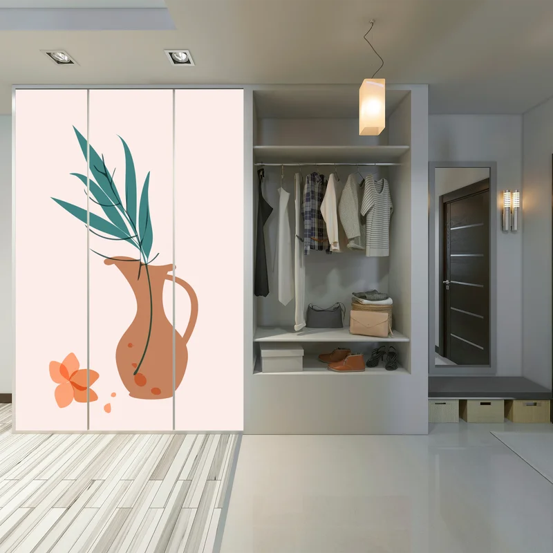 Schrankaufkleber pastell botanische vase mit blättern Schrankaufkleber pastell botanische vase mit blättern