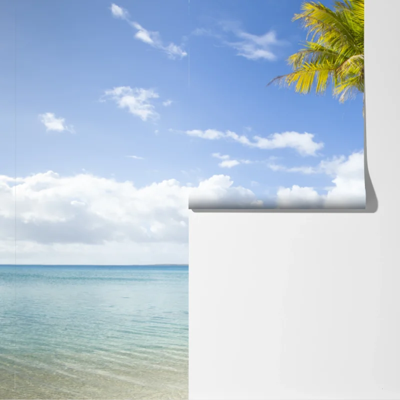 Fototapeta tropikalna turkusowa plaża z pochyloną palmą Fototapeta tropikalna turkusowa plaża z pochyloną palmą