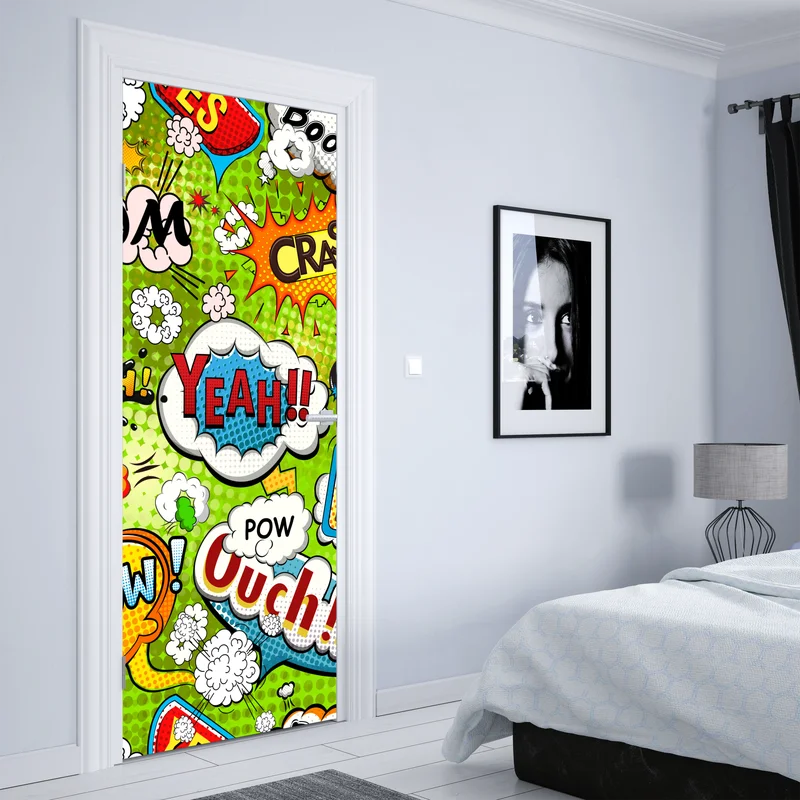 Türaufkleber lebhafte pop-art-comic-collage Türaufkleber lebhafte pop-art-comic-collage
