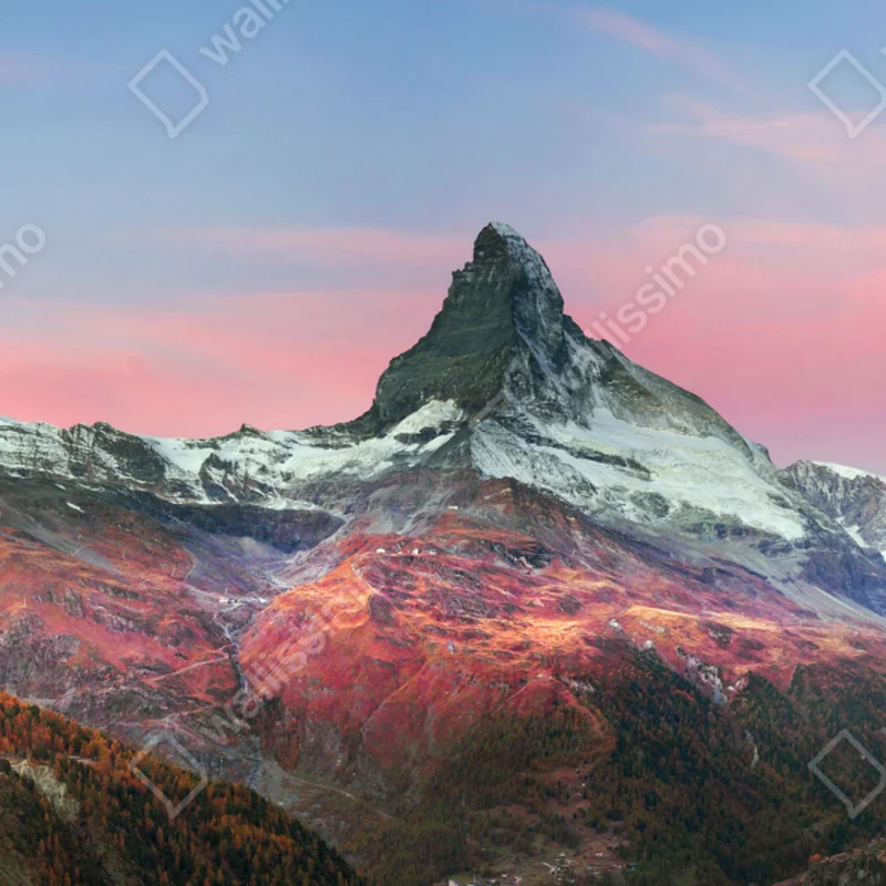 Fensteraufkleber herbstliche panoramaaufnahme des Matterhorns bei sonnenuntergang Fensteraufkleber herbstliche panoramaaufnahme des Matterhorns bei sonnenuntergang