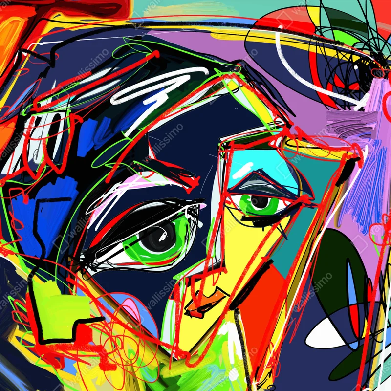 Poster farbenfrohes abstraktes gesichtsporträt Poster farbenfrohes abstraktes gesichtsporträt