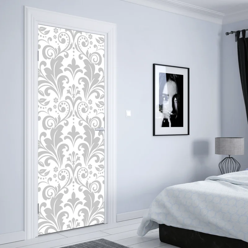 Türaufkleber elegantes graues damastmuster