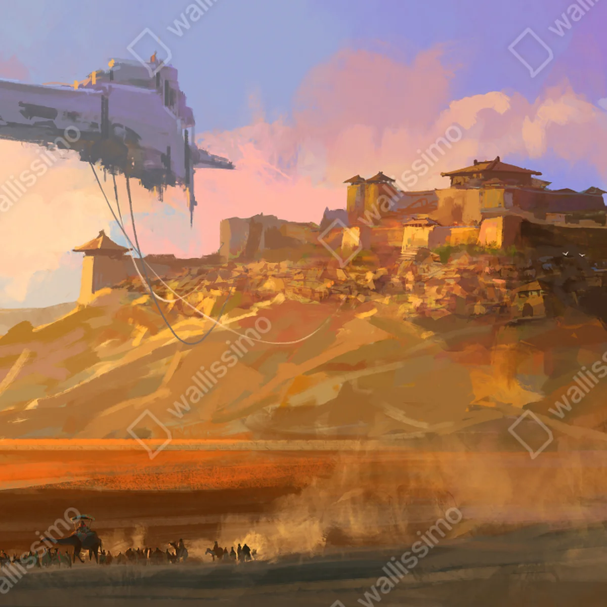 Poster verfallenes raumschiff über der Gobi • Poster bei Wallnifity® Poster verfallenes raumschiff über der Gobi • Poster bei Wallnifity®