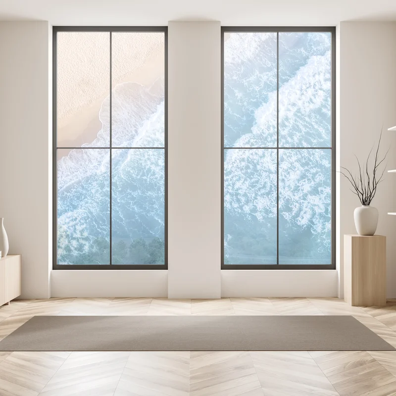 Fensteraufkleber luftaufnahme türkiser wellen an sandigem strand