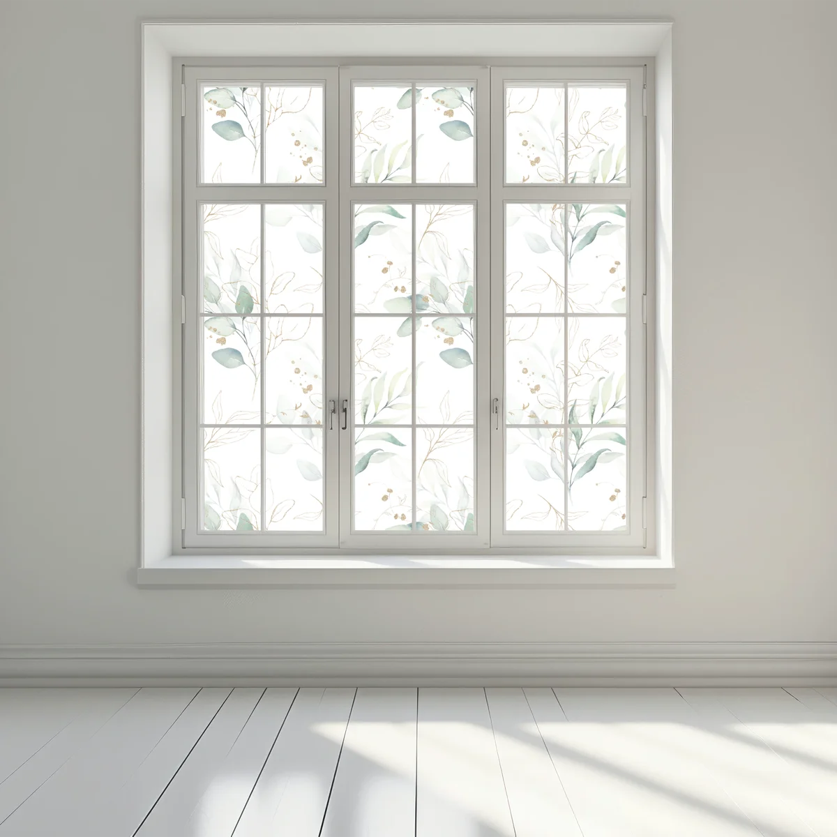 Fensteraufkleber sanftes eukalyptus aquarellmuster Fensteraufkleber sanftes eukalyptus aquarellmuster