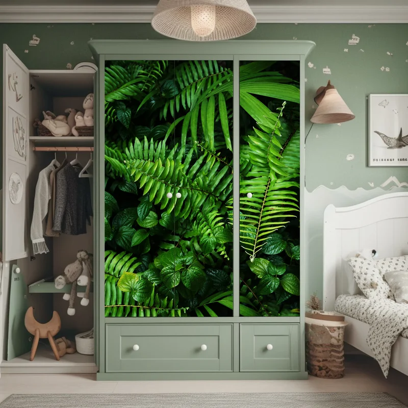 Schrankaufkleber üppige tropische farnblätter Schrankaufkleber üppige tropische farnblätter