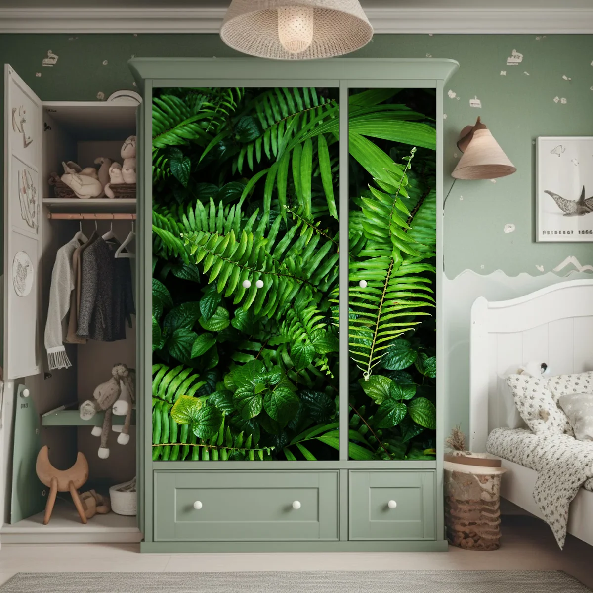 Schrankaufkleber üppige tropische farnblätter Schrankaufkleber üppige tropische farnblätter