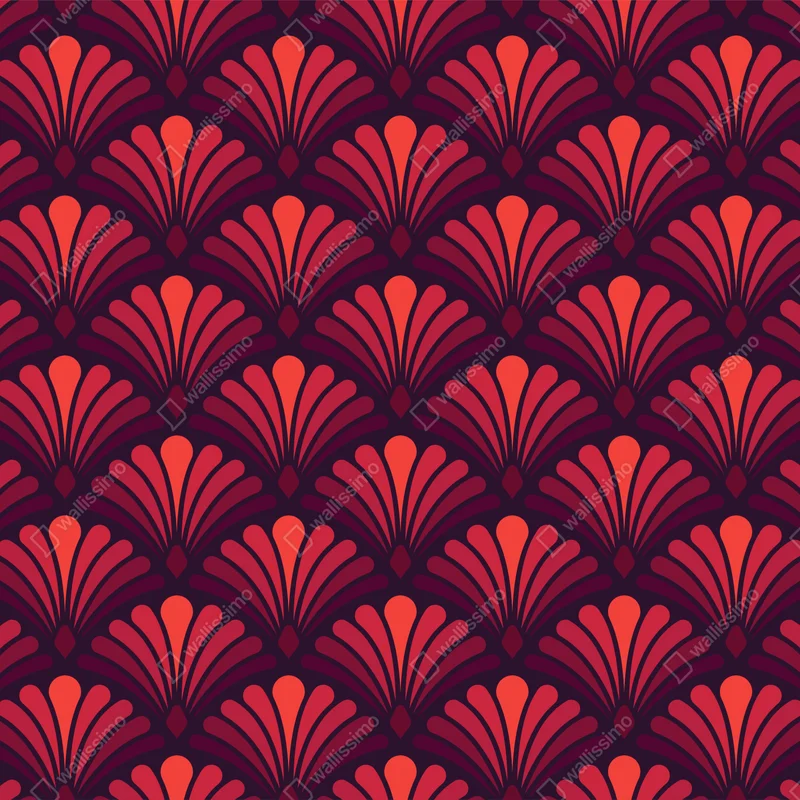 Repositionierbarer Aufkleber geometrisches art-déco fächermuster in warmen rot- und violetttönen Repositionierbarer Aufkleber geometrisches art-déco fächermuster in warmen rot- und violetttönen