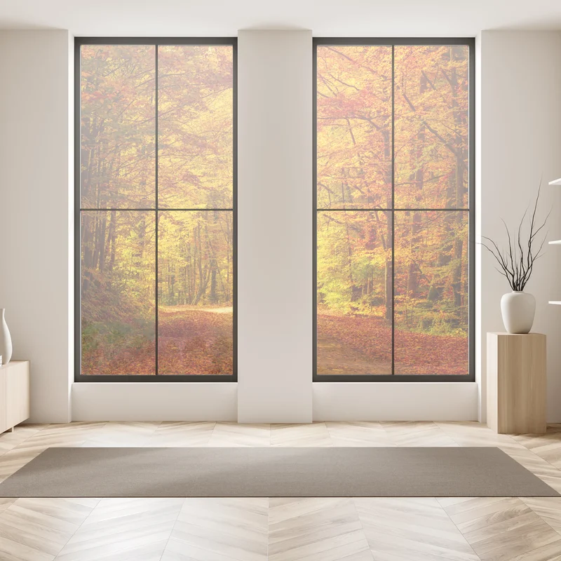 Fensteraufkleber goldener herbstwaldweg