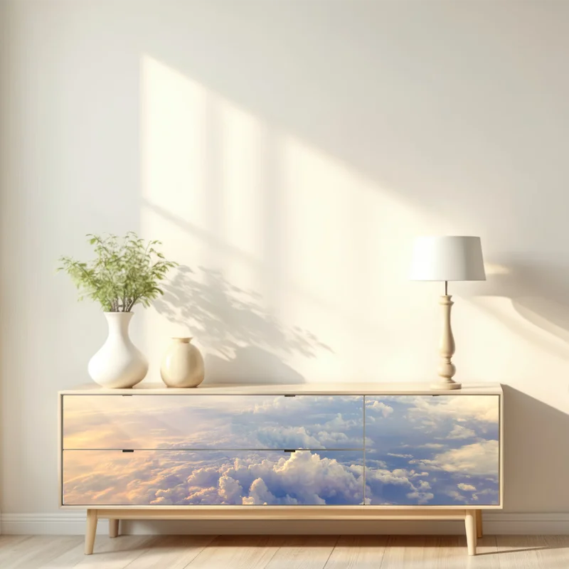 Repositionierbarer Aufkleber sonnenbeschienene wolken über dem horizont Repositionierbarer Aufkleber sonnenbeschienene wolken über dem horizont