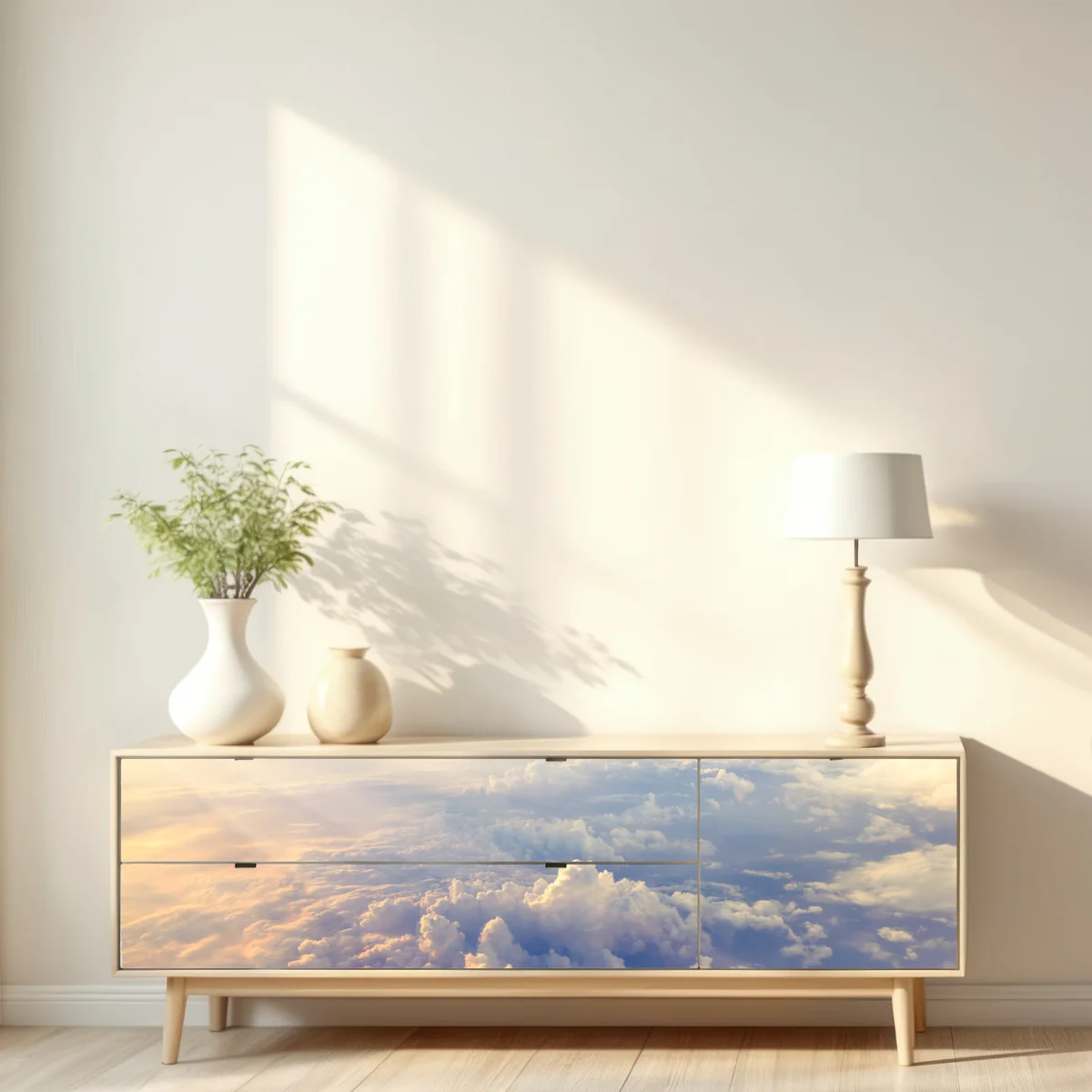 Repositionierbarer Aufkleber sonnenbeschienene wolken über dem horizont Repositionierbarer Aufkleber sonnenbeschienene wolken über dem horizont