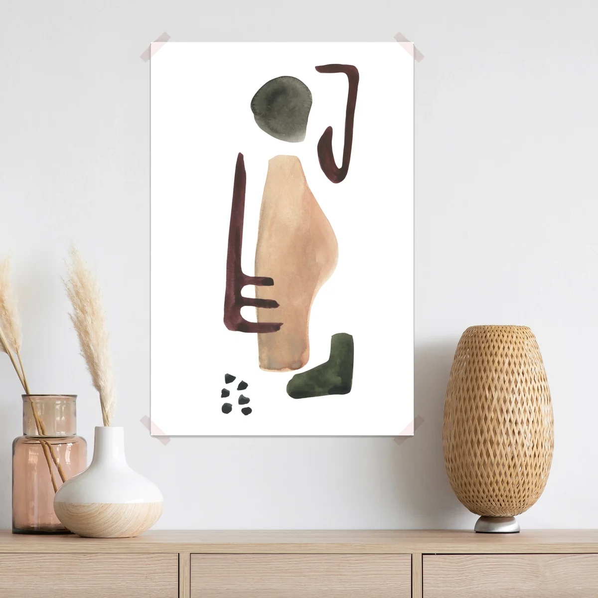 Poster neutrale aquarell geometrische komposition • Poster bei Wallnifity® Poster neutrale aquarell geometrische komposition • Poster bei Wallnifity®