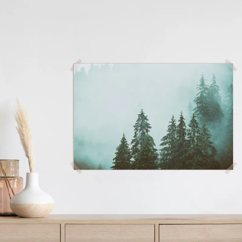 Poster nebliger immergrüner wald • Poster bei Wallnifity® Poster nebliger immergrüner wald • Poster bei Wallnifity®