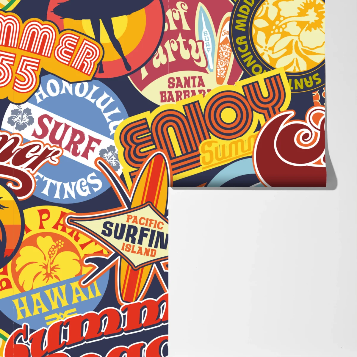 Fototapete retro surf aufkleber-collage Fototapete retro surf aufkleber-collage