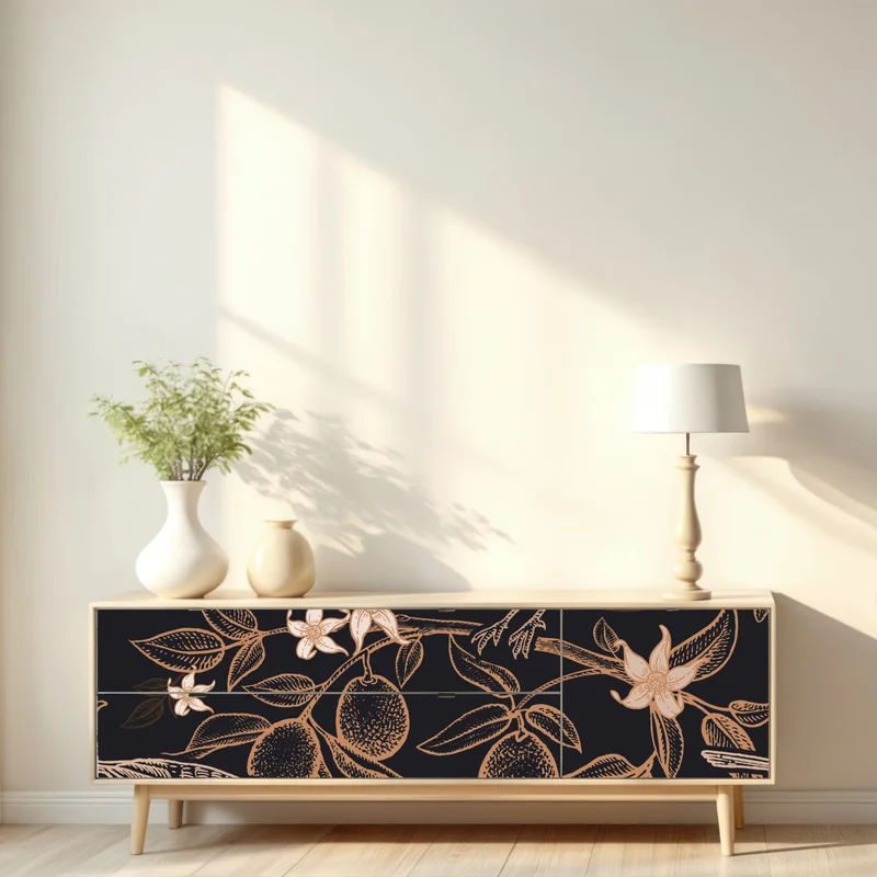 Repositionierbarer Aufkleber vintage vogel- und zitrusmuster