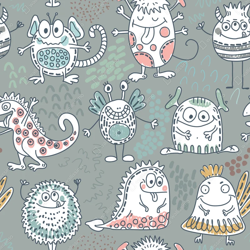 Fototapete verspieltes pastellmonster-muster Fototapete verspieltes pastellmonster-muster